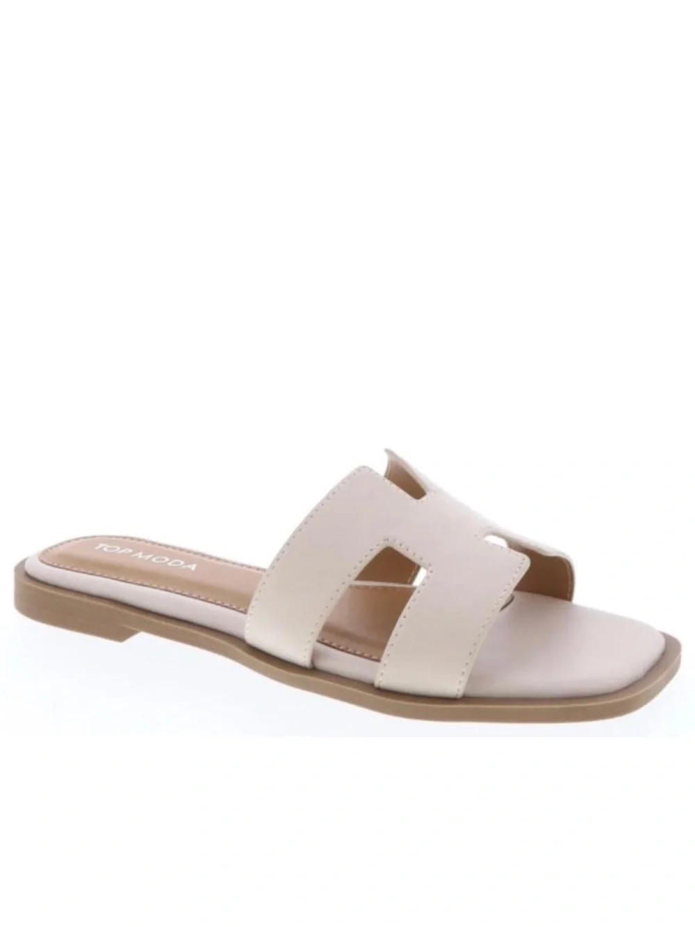 TOP Moda Neutral Cream Cutout Slide Mule